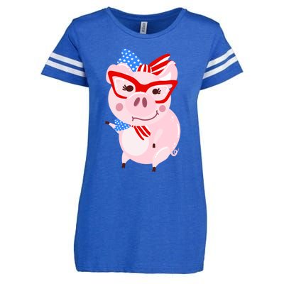 Cool American Pig Funny Pet Piggy United States Flag Gift Enza Ladies Jersey Football T-Shirt