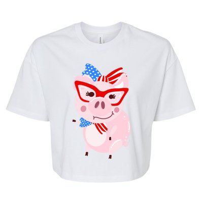 Cool American Pig Funny Pet Piggy United States Flag Gift Bella+Canvas Jersey Crop Tee