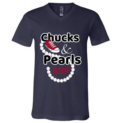 Chucks And Pearls Cute Wo 2024 V-Neck T-Shirt
