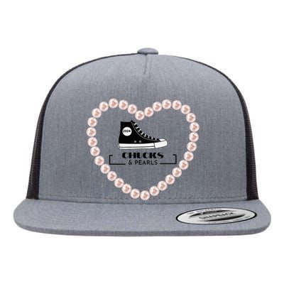 Chucks And Pearls 2024 V Neck Flat Bill Trucker Hat