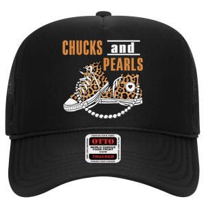 Chucks And Pearls Gift High Crown Mesh Back Trucker Hat