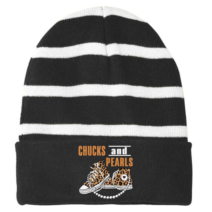 Chucks And Pearls Gift Striped Beanie with Solid Band