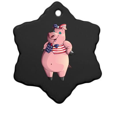 Cool American Pig Funny Pet Piggy United States Flag Gift Meaningful Gift Ceramic Star Ornament