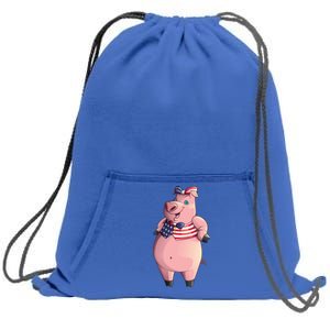 Cool American Pig Funny Pet Piggy United States Flag Gift Meaningful Gift Sweatshirt Cinch Pack Bag