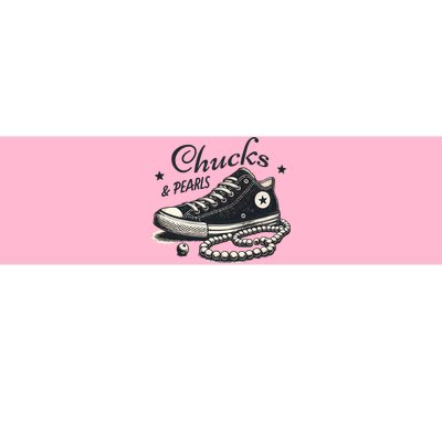 Chucks And Pearls IM With Her Kamala 2024 Retro Vintage Bumper Sticker