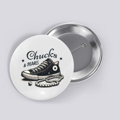 Chucks And Pearls IM With Her Kamala 2024 Retro Vintage Button