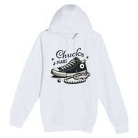 Chucks And Pearls IM With Her Kamala 2024 Retro Vintage Premium Pullover Hoodie