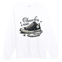 Chucks And Pearls IM With Her Kamala 2024 Retro Vintage Premium Crewneck Sweatshirt