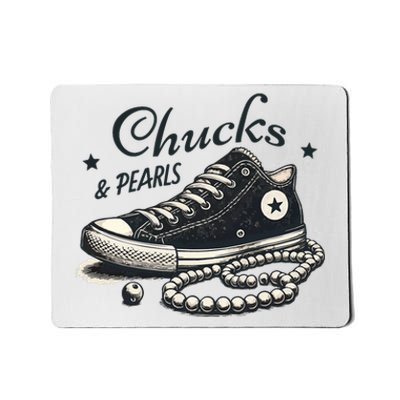 Chucks And Pearls IM With Her Kamala 2024 Retro Vintage Mousepad