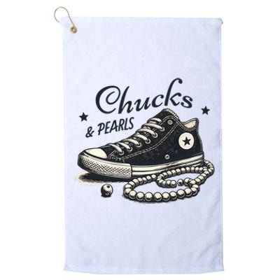 Chucks And Pearls IM With Her Kamala 2024 Retro Vintage Platinum Collection Golf Towel