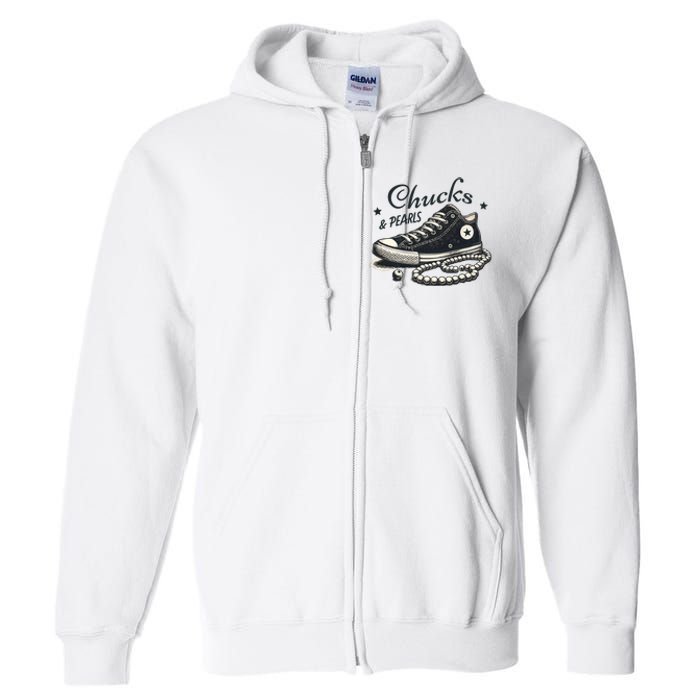 Chucks And Pearls IM With Her Kamala 2024 Retro Vintage Full Zip Hoodie