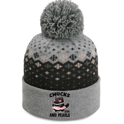 Chucks And Pearls Cute Black Cat Black History Proud Women The Baniff Cuffed Pom Beanie