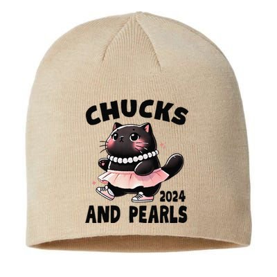 Chucks And Pearls Cute Black Cat Black History Proud Women Sustainable Beanie