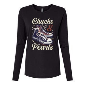 Chucks And Pearls Kamala 2024 Election Womens Cotton Relaxed Long Sleeve T-Shirt