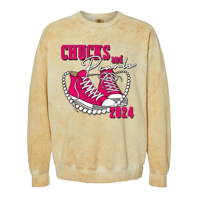 Chucks And Pearls IM With Her Kamala 2024 Colorblast Crewneck Sweatshirt