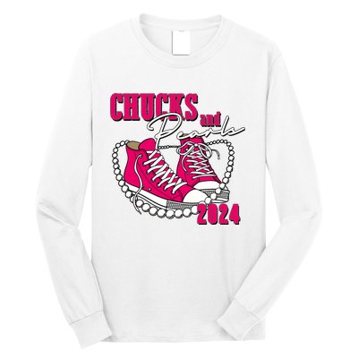 Chucks And Pearls IM With Her Kamala 2024 Long Sleeve Shirt