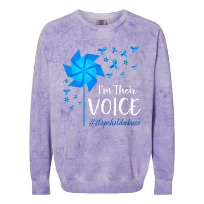 Child Abuse Prevention Awareness IM Their Voice Pinwheel Colorblast Crewneck Sweatshirt