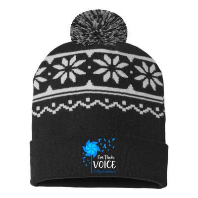 Child Abuse Prevention Awareness IM Their Voice Pinwheel USA-Made Snowflake Beanie