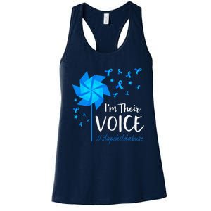 Child Abuse Prevention Awareness IM Their Voice Pinwheel Women's Racerback Tank