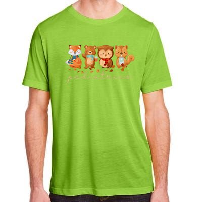 Cute Animals Pediatric Nurse Leaves Fall Thanksgiving Peds Adult ChromaSoft Performance T-Shirt