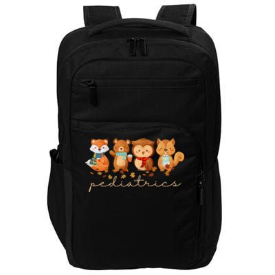 Cute Animals Pediatric Nurse Leaves Fall Thanksgiving Peds Impact Tech Backpack