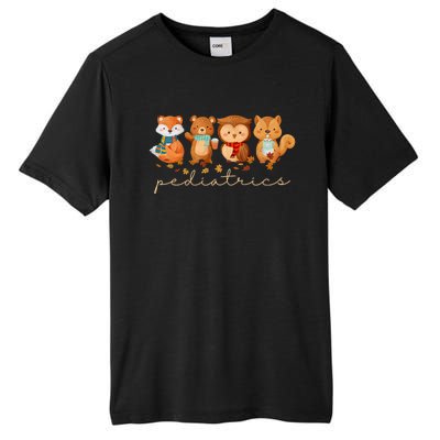 Cute Animals Pediatric Nurse Leaves Fall Thanksgiving Peds Tall Fusion ChromaSoft Performance T-Shirt