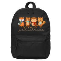 Cute Animals Pediatric Nurse Leaves Fall Thanksgiving Peds 16 in Basic Backpack