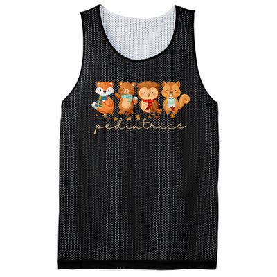 Cute Animals Pediatric Nurse Leaves Fall Thanksgiving Peds Mesh Reversible Basketball Jersey Tank