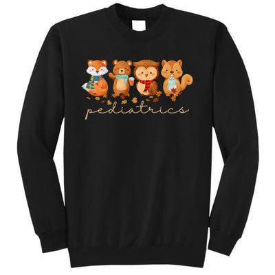 Cute Animals Pediatric Nurse Leaves Fall Thanksgiving Peds Tall Sweatshirt