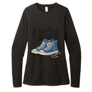 Chucks And Pearls For Ladies 2024 Womens CVC Long Sleeve Shirt