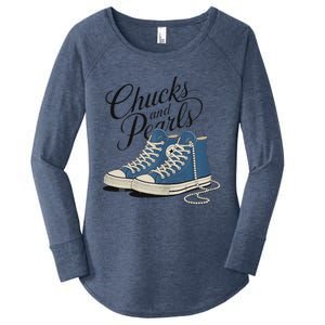 Chucks And Pearls For Ladies 2024 Women's Perfect Tri Tunic Long Sleeve Shirt