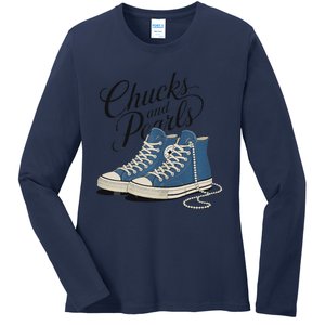 Chucks And Pearls For Ladies 2024 Ladies Long Sleeve Shirt