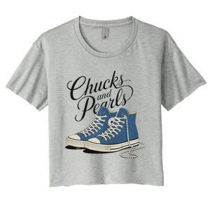 Chucks And Pearls For Ladies 2024 Women's Crop Top Tee