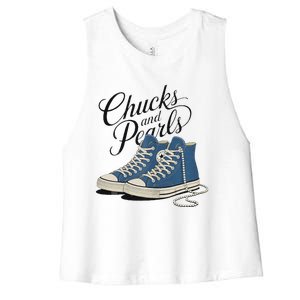 Chucks And Pearls For Ladies 2024 Women's Racerback Cropped Tank