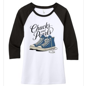 Chucks And Pearls For Ladies 2024 Women's Tri-Blend 3/4-Sleeve Raglan Shirt