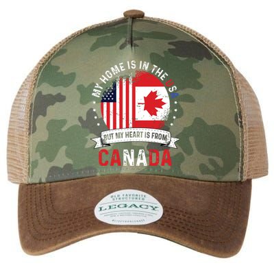 Canadian American Patriot Heart Is From Canada Flag Legacy Tie Dye Trucker Hat