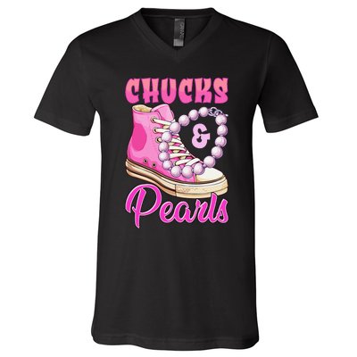 Chucks And Pearls V-Neck T-Shirt