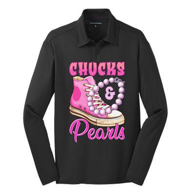 Chucks And Pearls Silk Touch Performance Long Sleeve Polo