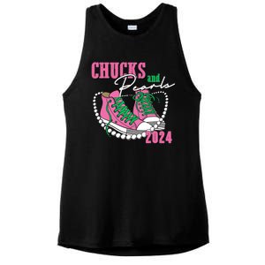 Chucks And Pearls Kamala Harris President 2024 Ladies PosiCharge Tri-Blend Wicking Tank