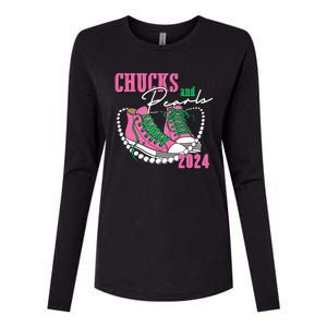 Chucks And Pearls Kamala Harris President 2024 Womens Cotton Relaxed Long Sleeve T-Shirt