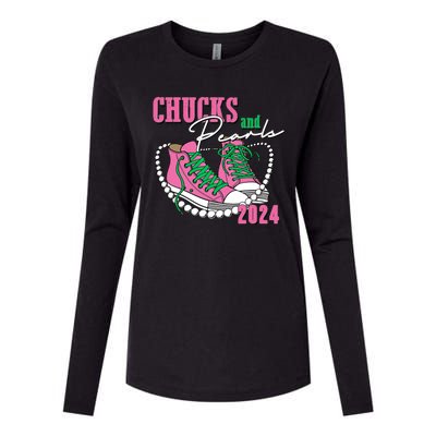 Chucks And Pearls Kamala Harris President 2024 Womens Cotton Relaxed Long Sleeve T-Shirt