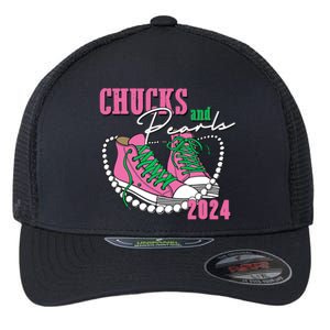 Chucks And Pearls Kamala Harris President 2024 Flexfit Unipanel Trucker Cap