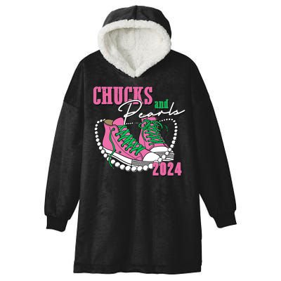 Chucks And Pearls Kamala Harris President 2024 Hooded Wearable Blanket