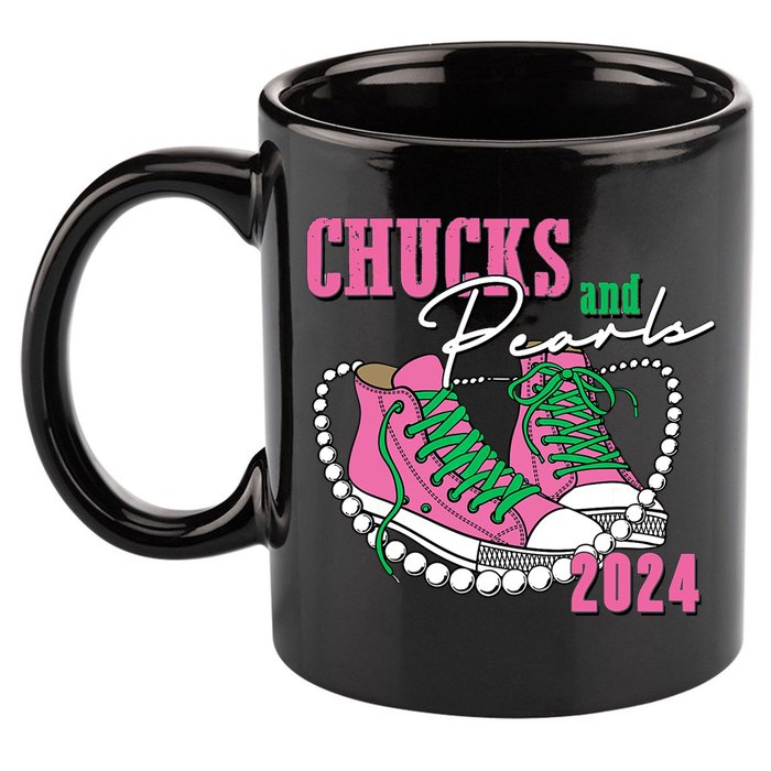 Chucks And Pearls Kamala Harris President 2024 11oz C Handle Ceramic Mug
