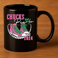 Chucks And Pearls Kamala Harris President 2024 11oz C Handle Ceramic Mug