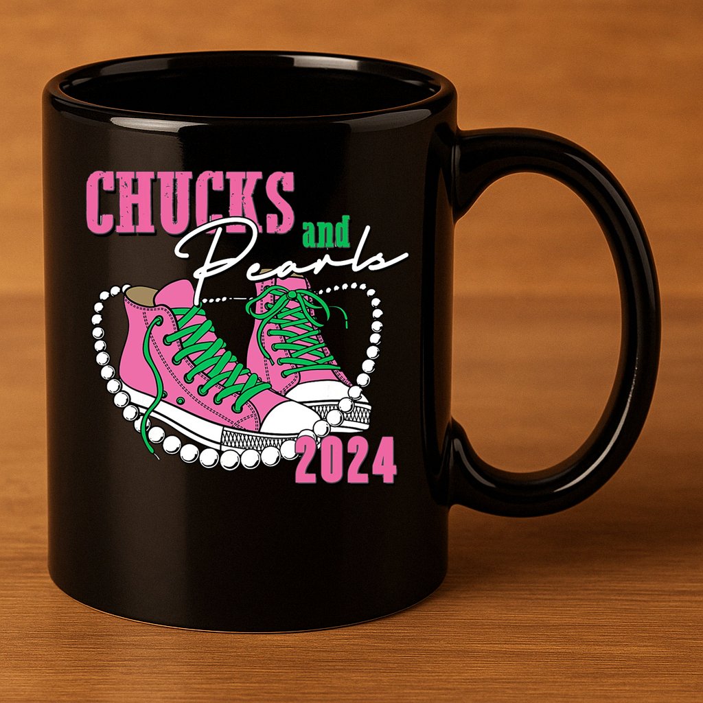 Chucks And Pearls Kamala Harris President 2024 11oz C Handle Ceramic Mug