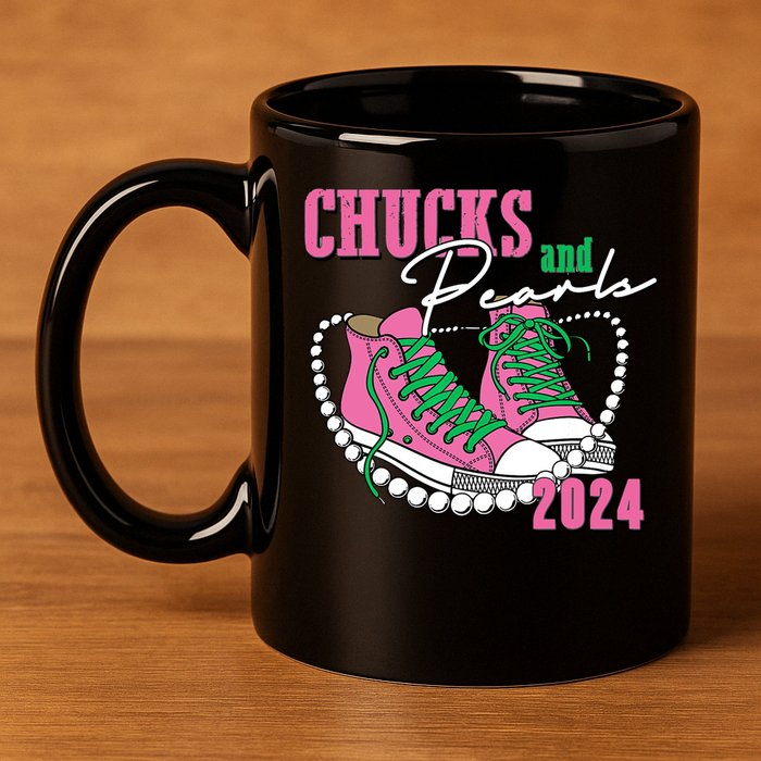 Chucks And Pearls Kamala Harris President 2024 11oz C Handle Ceramic Mug