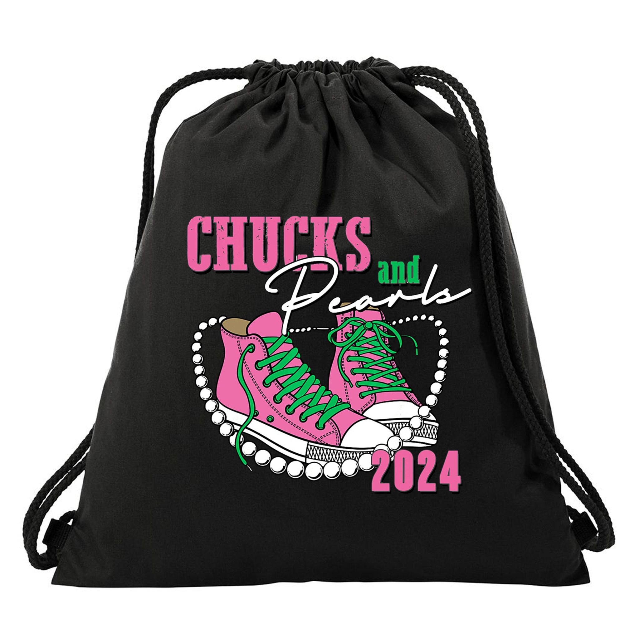 Chucks And Pearls Kamala Harris President 2024 Drawstring Bag