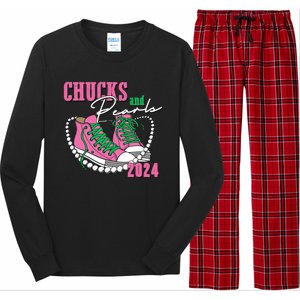 Chucks And Pearls Kamala Harris President 2024 Long Sleeve Pajama Set