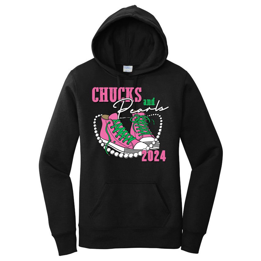 Chucks And Pearls Kamala Harris President 2024 Women's Pullover Hoodie
